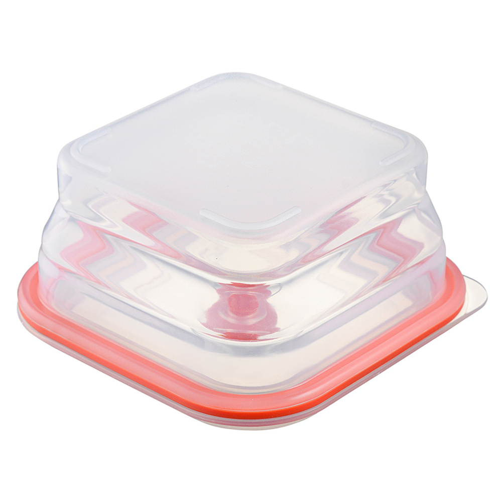 Контейнер для переноски и хранения силиконовый квадратный складной silikobox, 600 мл, красный