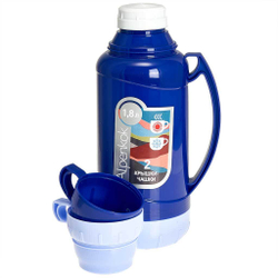 Термос со стеклянной колбой 1,8 л ALPENKOK AK-10105S синий