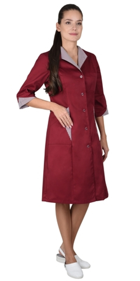 Халат "МАРЛЕН-2" женский бордовый с полоской