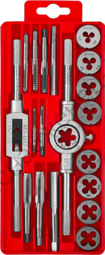 ЗУБР 20 предм., сталь 9ХС, Набор метчиков и плашек в пластиковом боксе (2810-H20)