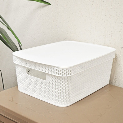 Корзина для хранения 11л с крышкой "Keeplex Ajur", белое облако