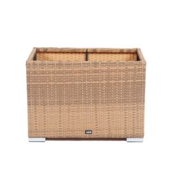 "Лунго" кашпо для цветов большое плетеное из искусственного ротанга, цвет соломенный