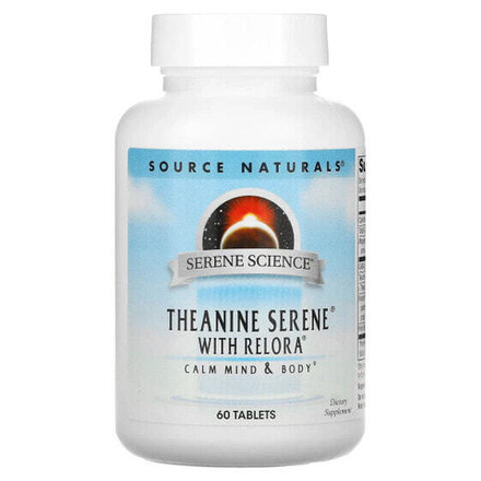 Аминокислоты Source Naturals, Serene Science, Theanine Seren, теанин с комплексом Relora, 60 таблеток