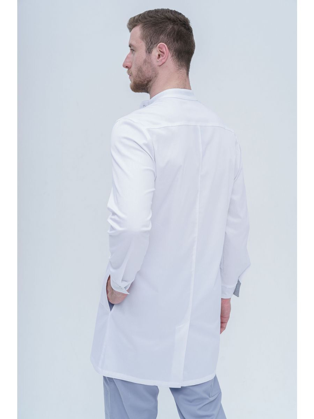 Медицинский халат мужской на кнопках TZ810-WHT