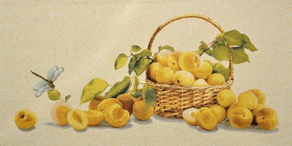 Гобеленовая картина &quot;D. КОРЗИНА С АБРИКОСАМИ&quot; в багетной раме, Россия.