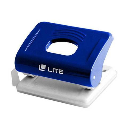 Дырокол LITE 20 л. 2 отвер. пластик синий линейка форматов