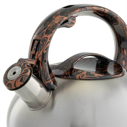 Чайник со свистком 2,5 л из нержавеющей стали, индукционное дно, сатин WEBBER BE-0601 черный мрамор