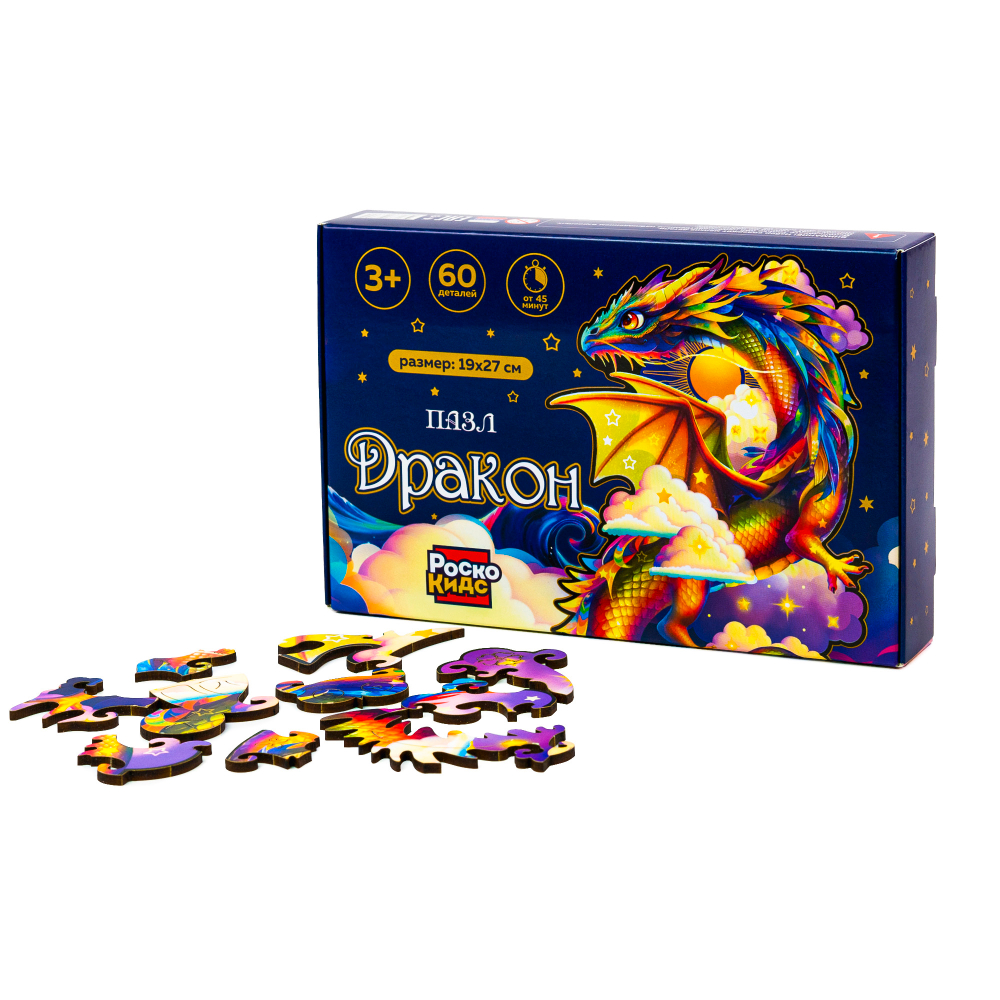 Пазлы фигурные "Дракон", 60 деталей