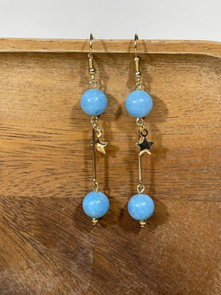 Серьги подвески голубой кварц