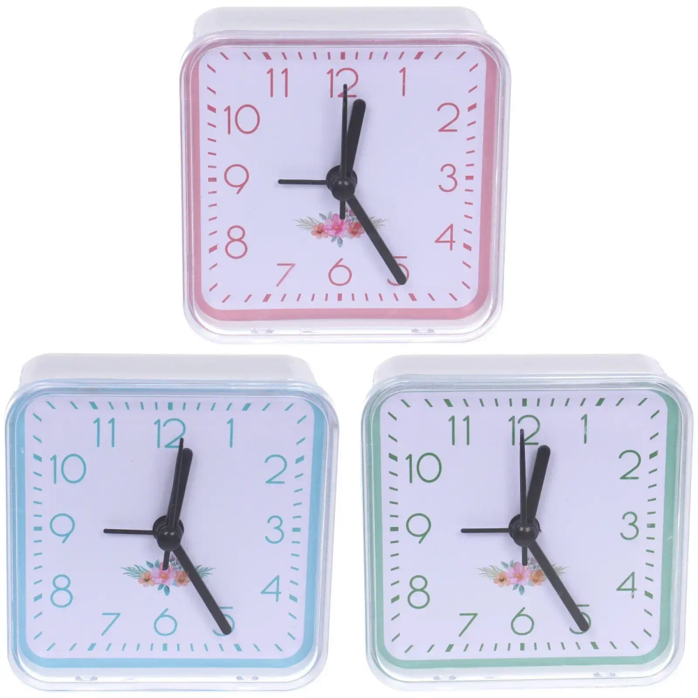 Будильник «Глори» 7,5*7,5*3см, микс цветов