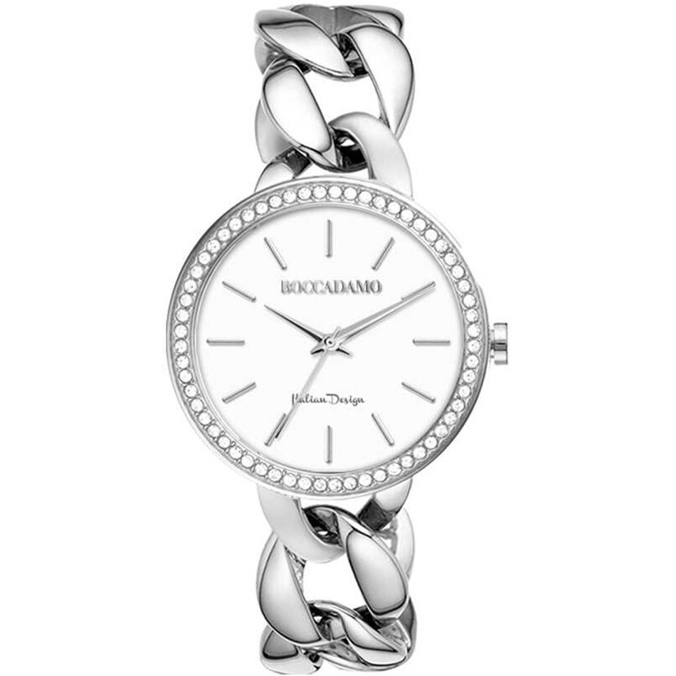 Часы Boccadamo LadyB Silver White LB001 BW/S с минеральным стеклом, кристаллами Swarovski