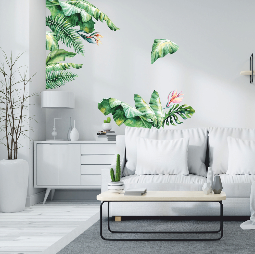 Стикеры ТРОПИЧЕСКИЕ ЛИСТЬЯ сет макси