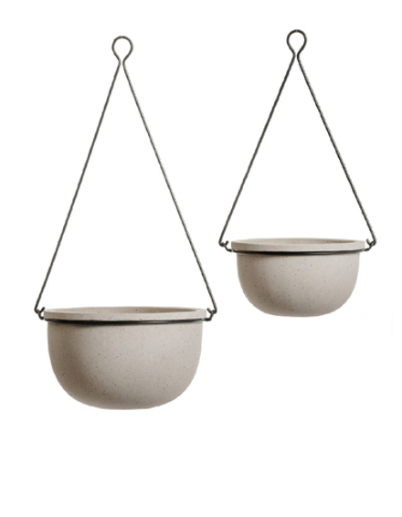 Кашпо TREEZ Effectory Beton Полусфера подвесная Белый песок в-15,5 см, д-26 см 41.33-02-22-076-BE-26