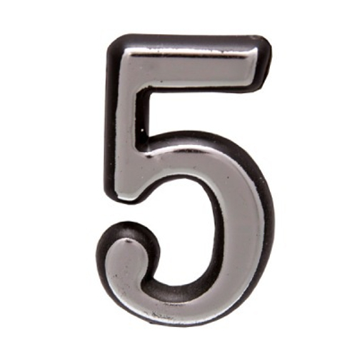 Цифра дверная АЛЛЮР ''5'' Большая  пластик на клеевой основе  ХРОМ /6976