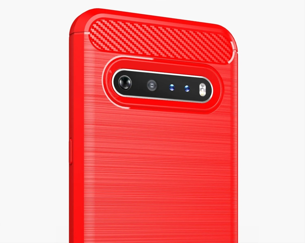 Красный защитный чехол в стиле карбон на LG V60 ThinQ, серия Carbon от Caseport