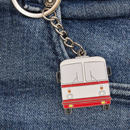 Брелок автобус ЛАЗ 695Н с красной полосой