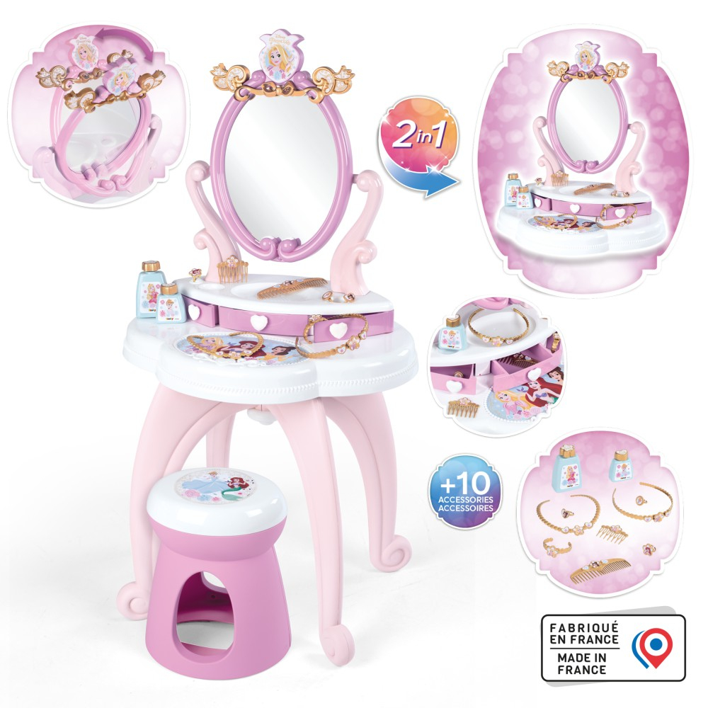 Детский туалетный столик 2в1 Smoby Disney Princess 320250 с 10 аксессуарами от 3 лет — фото 4