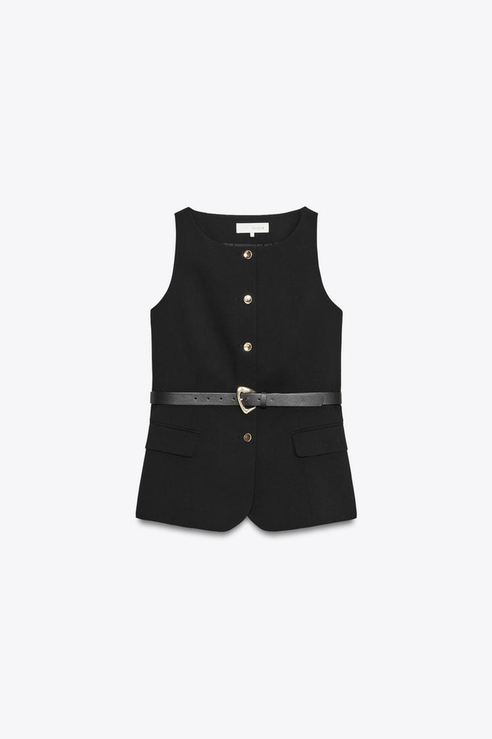 ZARA ЖИЛЕТ С РЕМНЕМ, ЧЕРНЫЙ