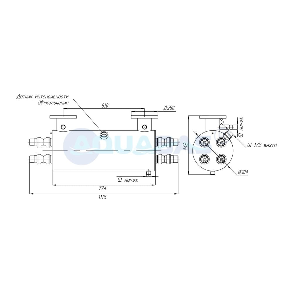 УФУ.50.БП Излучатель ультрафиолетовый УФУ-50 с датчиком УФ и блоком промывки