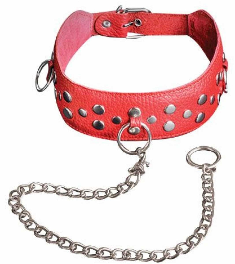 Ошейник Sitabella с поводком цепочкой красный ширина 4,5 см