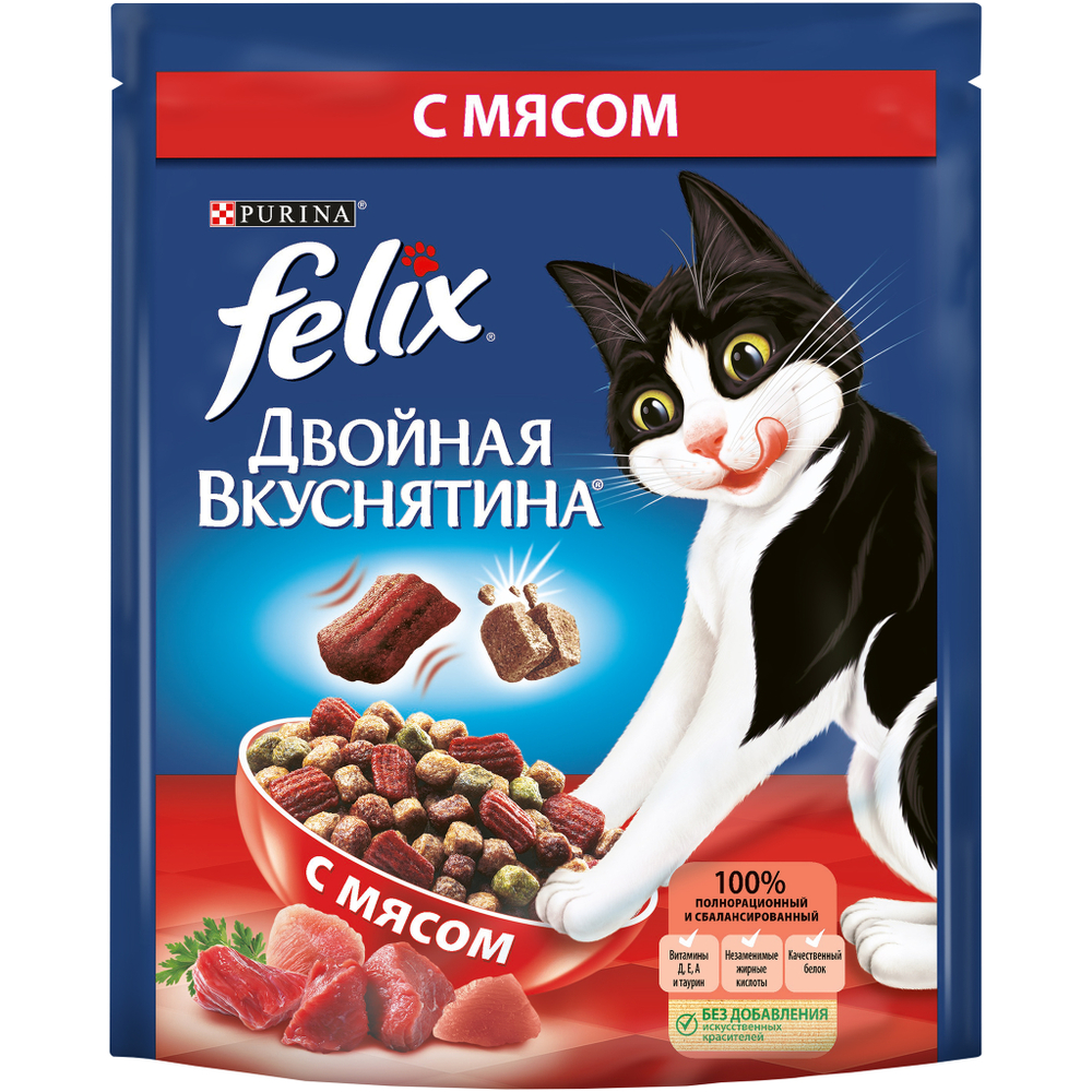 Влажный корм FELIX Двойная Вкуснятина с говядиной и домашней птицей 75г