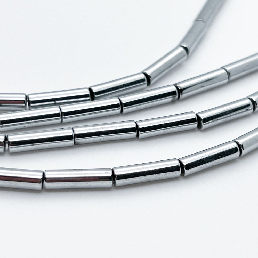 Гематит Трубочка бусины (имитация), цвет серебро, размер около 13*4 мм, цена за 13 шт (1/2 нити)