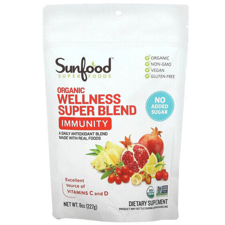 БАДы для укрепления иммунитета Sunfood, Organic Wellness Super Blend, иммунитет, 227 г (8 унций)