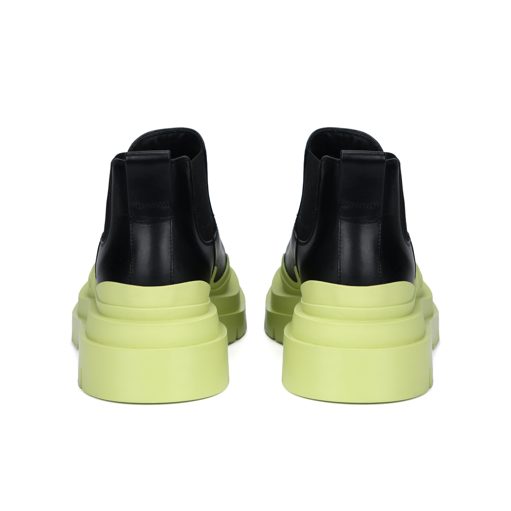 Bottega Veneta Tire Leather Ankle Length Chelsea Boots 5.5cm Men"s Black Cyan, Avocado Green