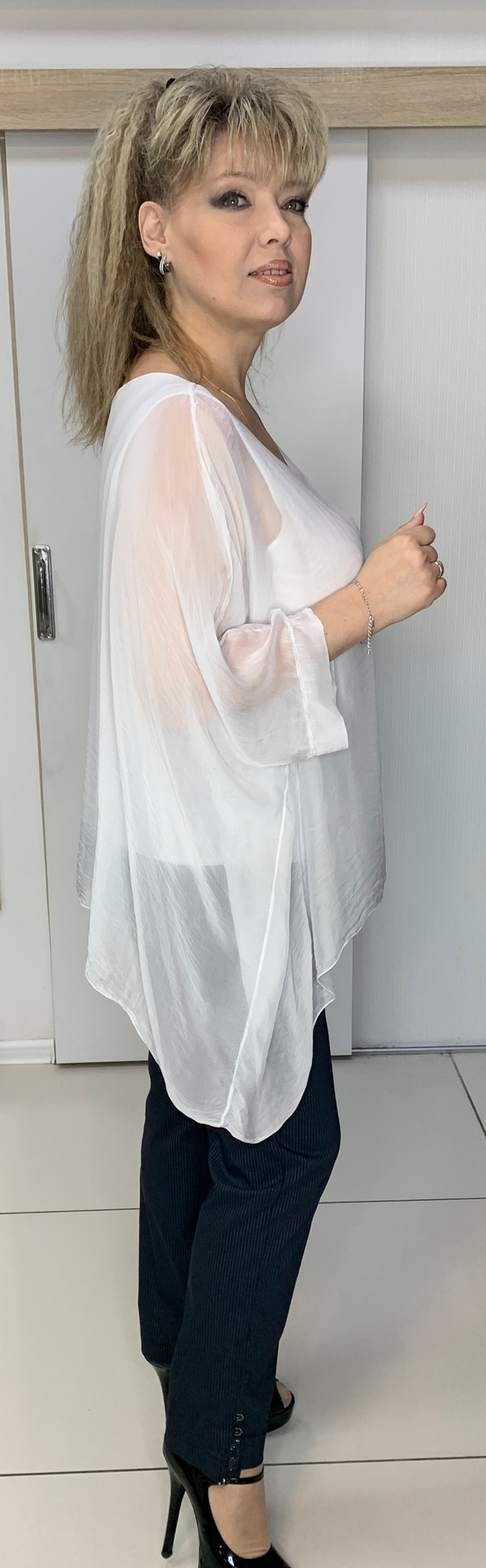 Двойная итальянская туника-пончо с удлинением по бокам