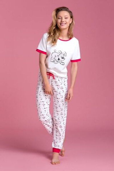 Оригинальная женская пижама с брюками (Размер: L) (Цвет: белый)