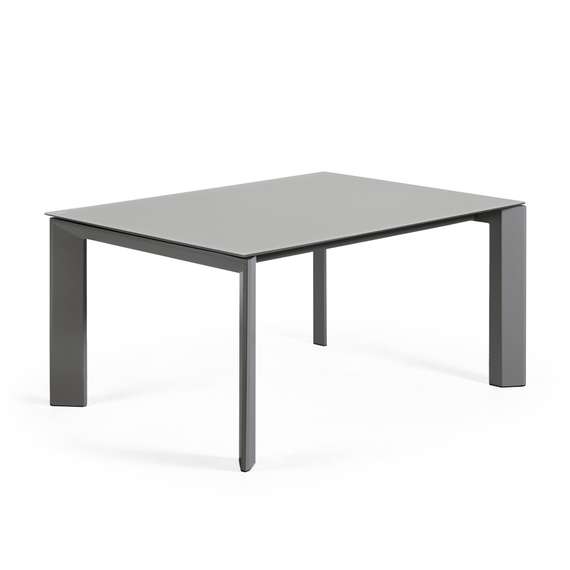 Раздвижной стол Axis 160-220x90 см, черное стекло, черный каркас