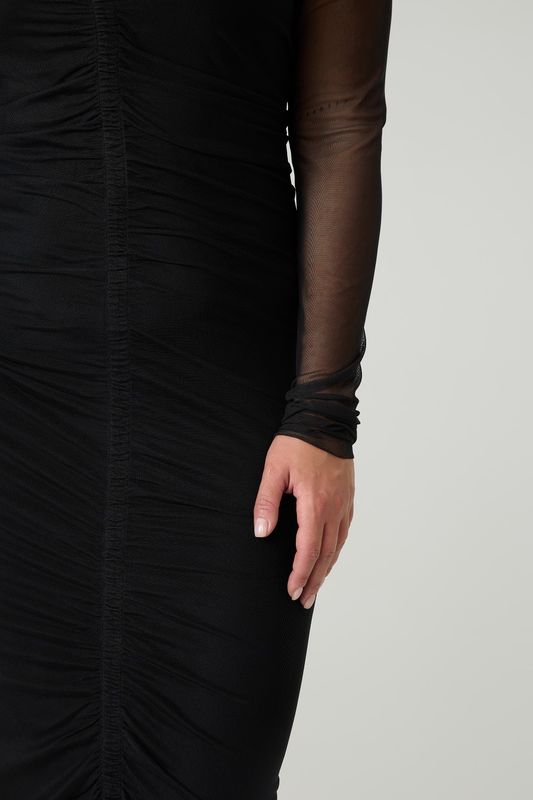 Платье из сетки с драпировкой, черный