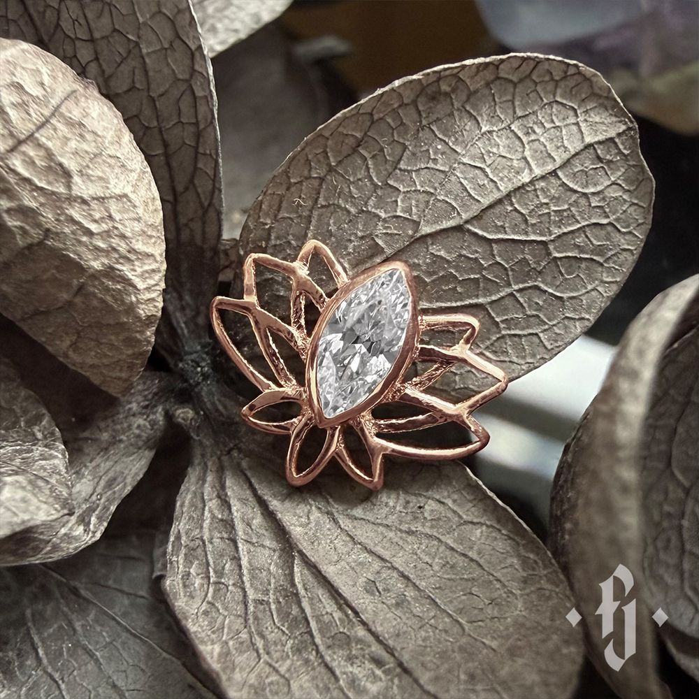 Накрутка "Lotus" - Розовое золото - White CZ