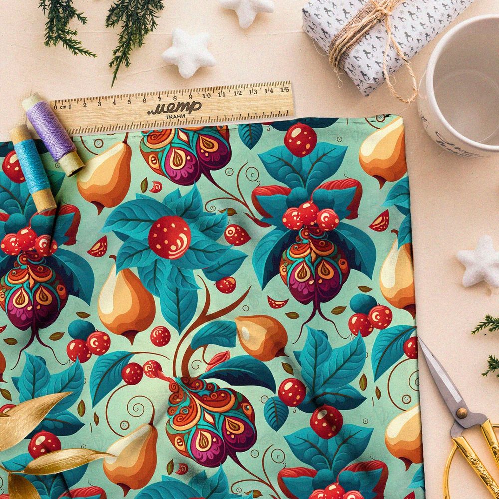 Ткань футер 2-х нитка груши в русском стиле