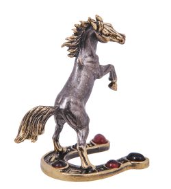 Народные промыслы AM-4188 Фигурка «Лошадь Мустанг на подкове» (латунь, янтарь)