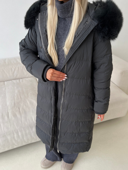 Пуховик Fresh макси графит
