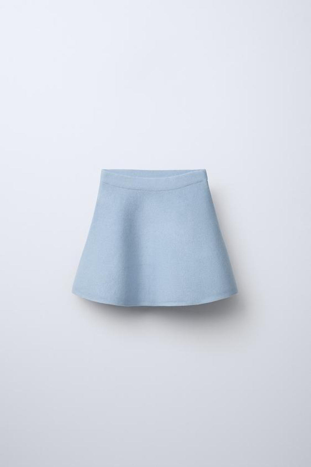 ZARA РАСКЛЕШЕННАЯ ТРИКОТАЖНАЯ ЮБКА, ГОЛУБОЙ