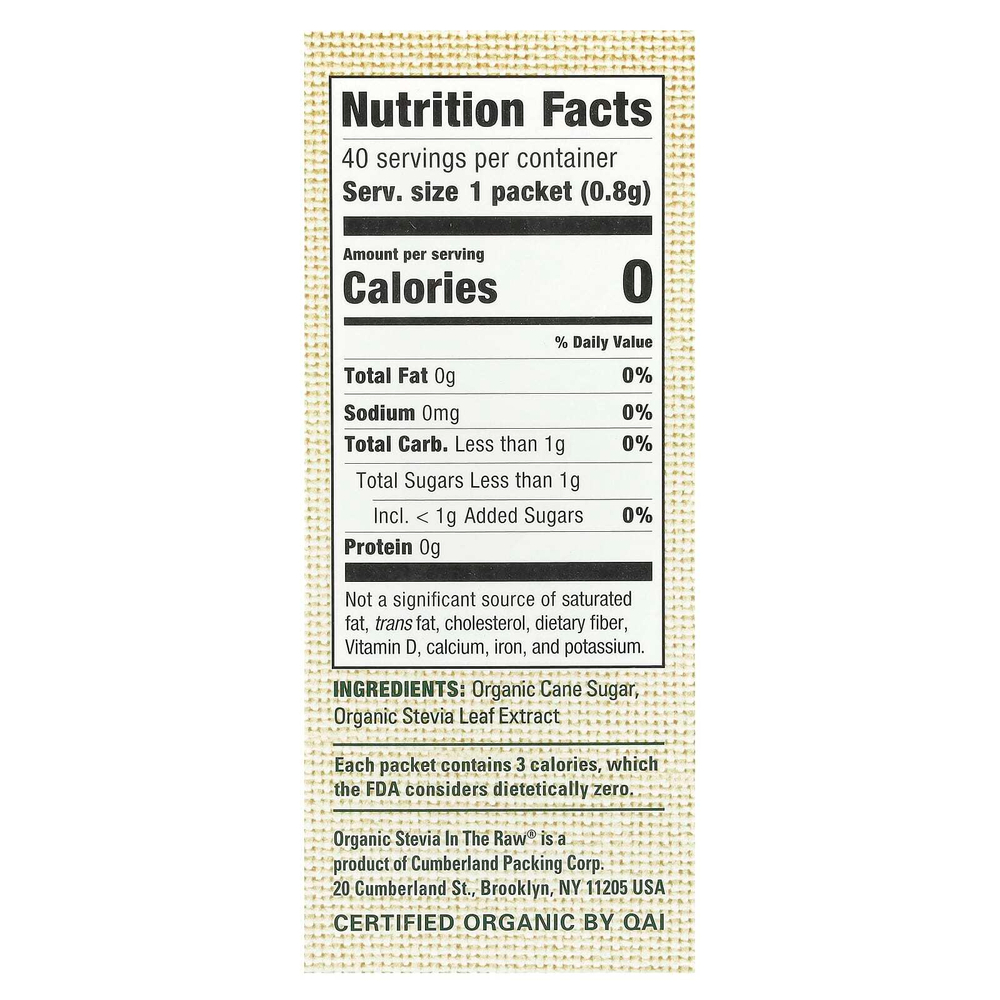 In the Raw, Organic Stevia In the Raw®, ноль калорийная смесь стевии, 40 пакетиков, 32 г (1,12 унции)