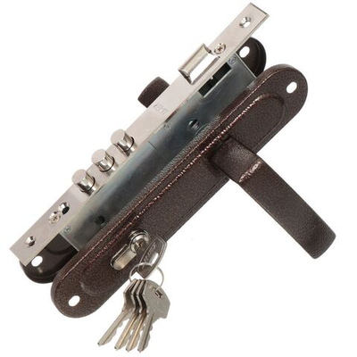 Замок врезной Зенит, ЗВ4-85.3-02, БП-00009847, ручка в комплект, цилиндровый, медный