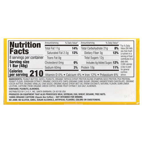 Quantum Energy Square, тёмный шоколад с арахисовой пастой, 8 энергетических батончиков по 48 г (1,69 унции)