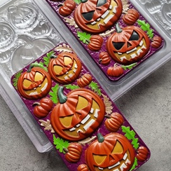 873 | Форма для шоколадных изделий "Halloween Тыквы" (275*175 мм)