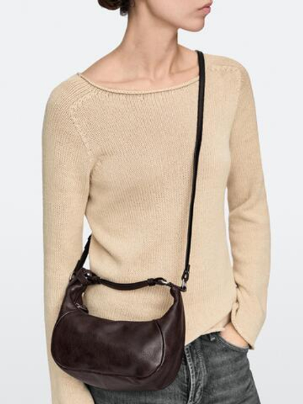 Massimo Dutti Сумка из натуральной кожи с металлической пряжкой, коричневый