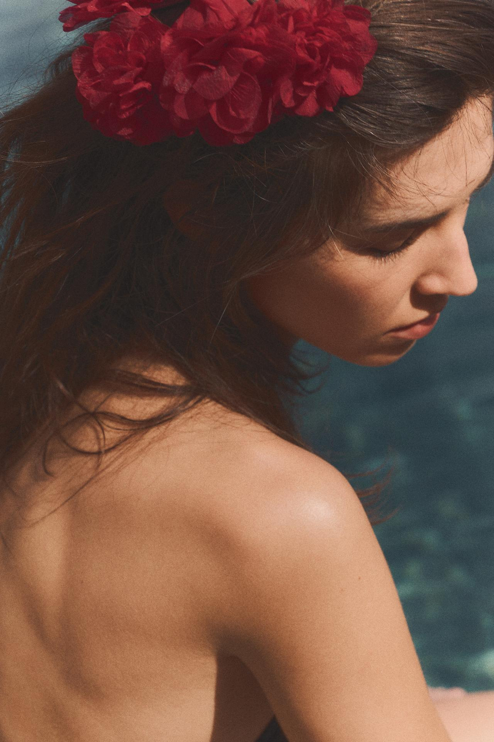 ZARA ЗАКОЛКА ДЛЯ ВОЛОС, С ДЕТАЛЬЮ ИЗ ОРГАНЗЫ, КРАСНЫЙ