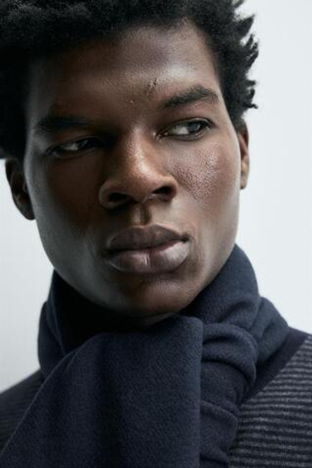 ZARA ШАРФ С БАХРОМОЙ, МОРСКОЙ СИНИЙ