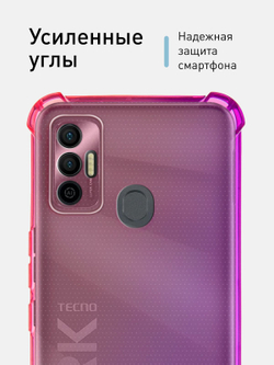Чехол ROSCO для Tecno Spark 7 оптом (арт. TCN-S7-HARD-TPU-PINK-PURPLE)