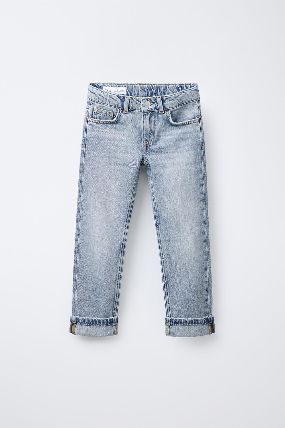 ZARA ДЖИНСЫ ПРЯМОГО КРОЯ, СВЕТЛО-ГОЛУБОЙ