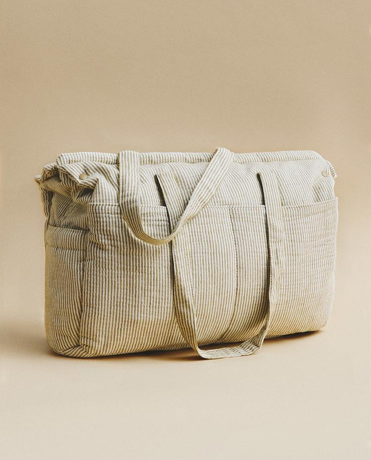 ZARA HOME ХЛОПКОВАЯ СУМКА В ПОЛОСКУ, ЗЕЛЕНЫЙ