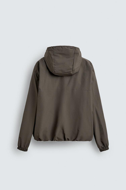 ZARA КУРТКА ИЗ ТЕХНИЧЕСКОЙ ТКАНИ С ФЛИСОМ, СЕРО-КОРИЧНЕВЫЙ