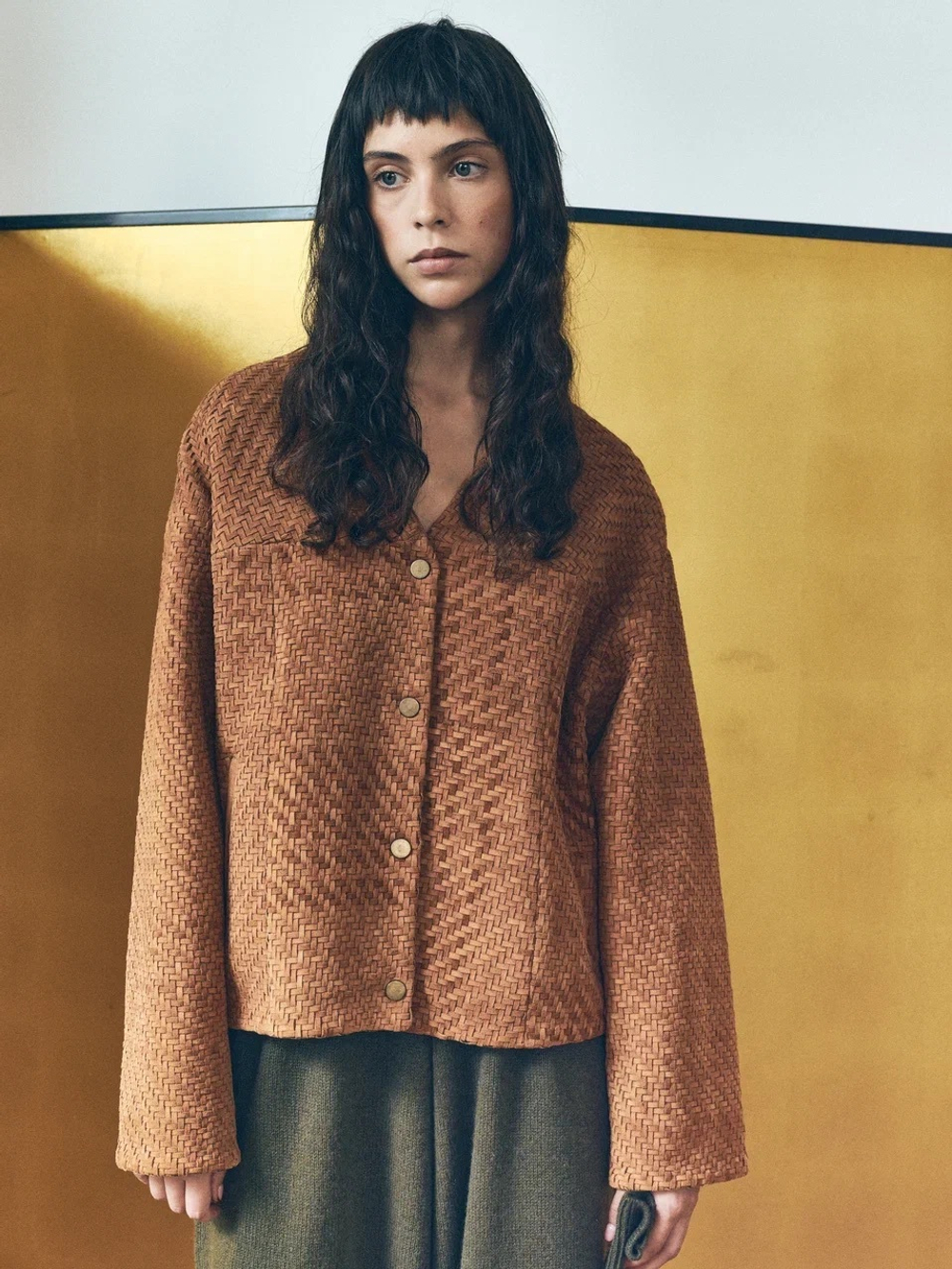 ПРЕДЗАКАЗ Куртка коричневая из плетеной замши AMALIE x LYNA by O.Rim