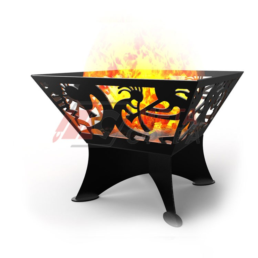 Чаша костровая Кокопелли квадрат